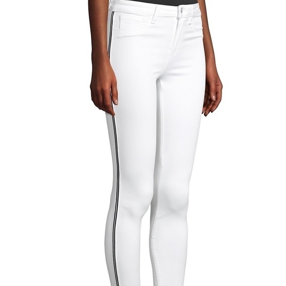 L'AGENCE Marguerite High Rise Skinny in Blanc Stripe size 25 - Picture 3 of 5
